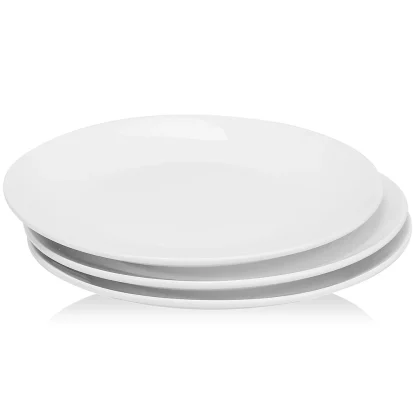 Plain Sleek White Round Dish Set