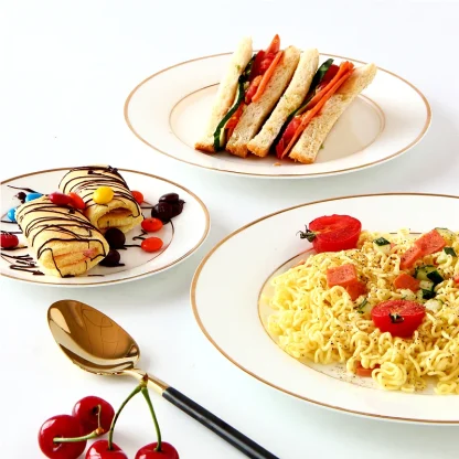 Golden-like Lines Dish Set - Image 3