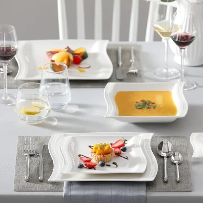 Plain Wavy Square Dish Set - Image 2