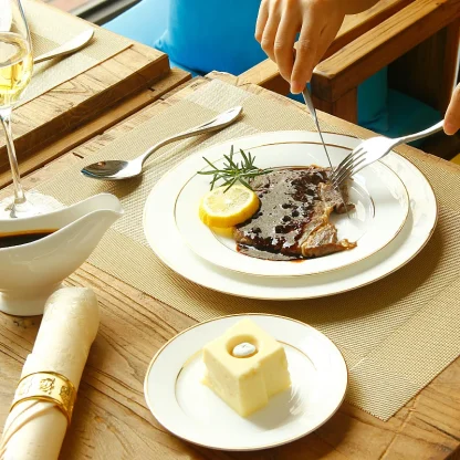 Golden-like Lines Dish Set - Image 2