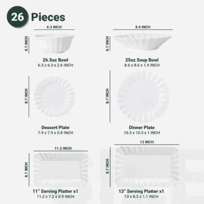 Modern Plain White Dish Set - Image 7