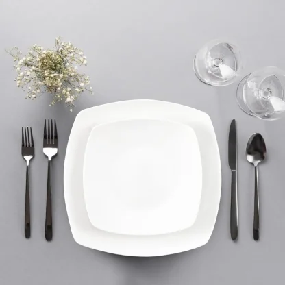 Plain White Square Dish Set - Image 2