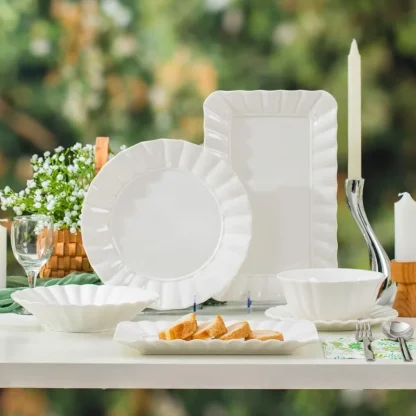 Modern Plain White Dish Set - Image 2