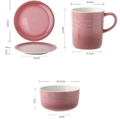 Round Plain Pink Dish Set - Image 7