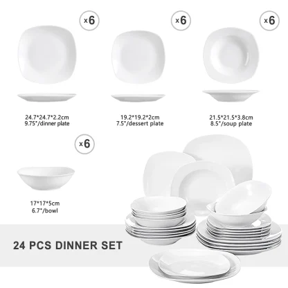 Plain White Modern Dish Set - Image 6