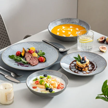 Minimal Pattern Gray Dish Set - Image 6