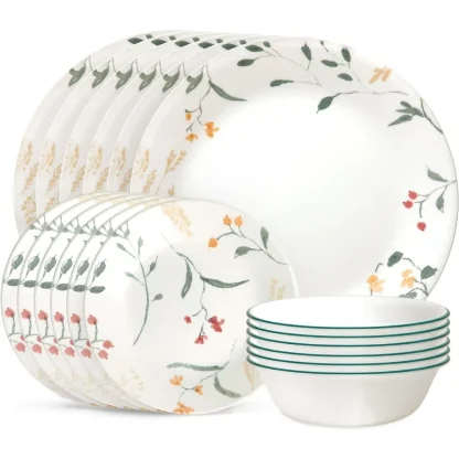 White Floral Print Dish Set