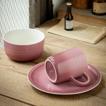 Round Plain Pink Dish Set - Image 3