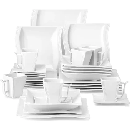 Plain Wavy Square Dish Set