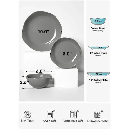 Gray Shiny Round Dish Set - Image 4