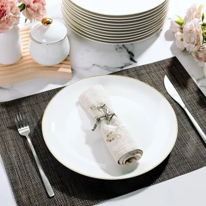 Gold-like Thin Trim Dish Set - Image 2