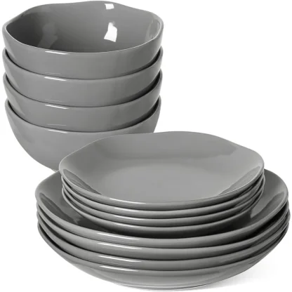Gray Shiny Round Dish Set
