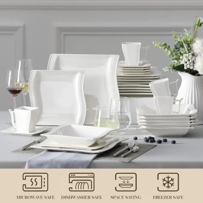 Plain Wavy Square Dish Set - Image 3