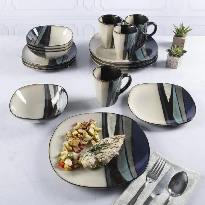 Asymmetrical Patterned Dish Set - Image 2