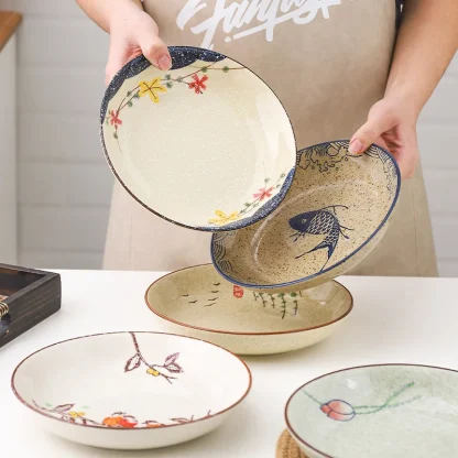 Retro Printed Round Dish Set - Image 3
