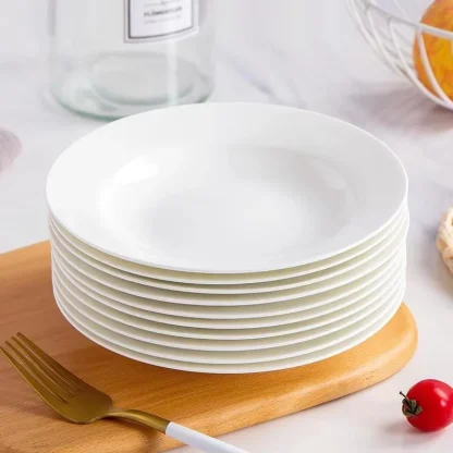 Plain White Round Dish Set - Image 6