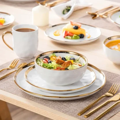 Gold-like Rim Modern Dish Set - Image 4