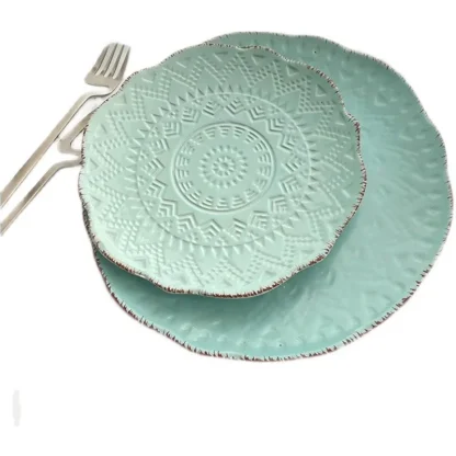 Vintage-style Blue Round Dish Set - Image 6