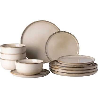Gold-like Rim Round Dish Set - Image 5