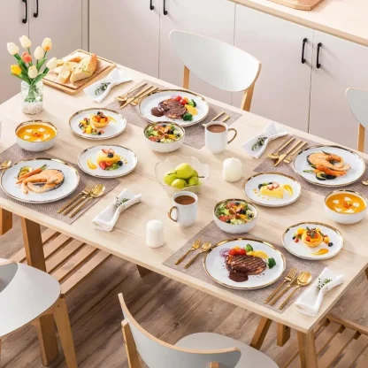 Gold-like Rim Modern Dish Set - Image 3