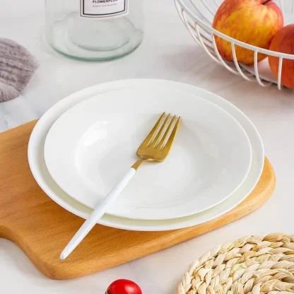 Plain White Round Dish Set - Image 4