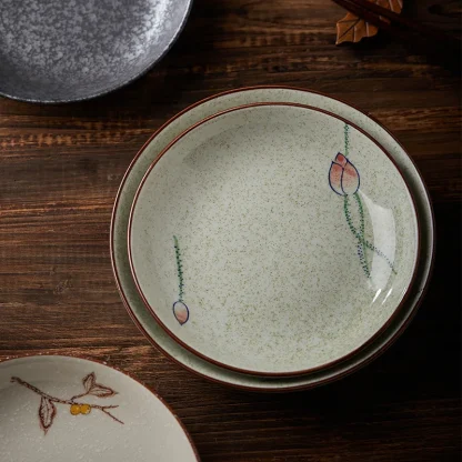 Retro Printed Round Dish Set - Image 4