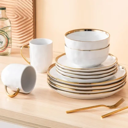 Gold-like Rim Modern Dish Set - Image 2
