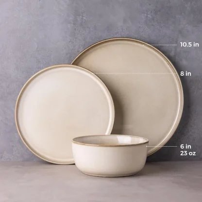 Gold-like Rim Round Dish Set - Image 7
