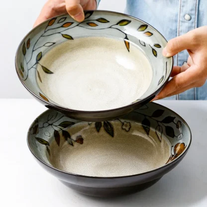 Round Leaf Print Dish Set - Image 3