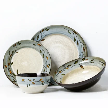 Round Leaf Print Dish Set - Image 5