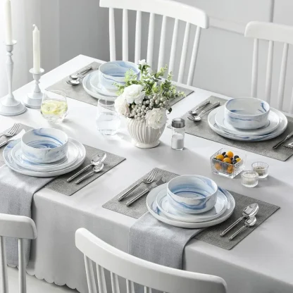Marble Print Round Dish Set - Image 3