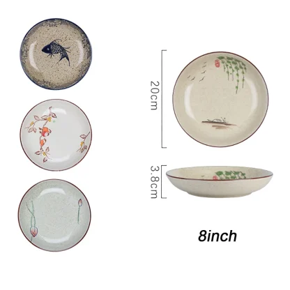 Retro Printed Round Dish Set - Image 7