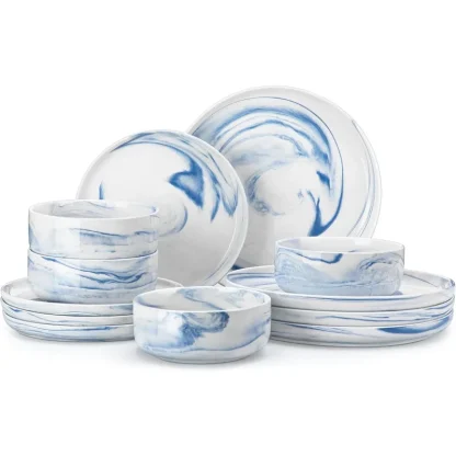 Marble Print Round Dish Set