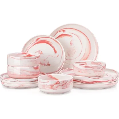Marble Print Round Dish Set - Image 5